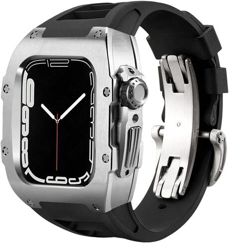 44 45 مم مجموعة تعديل فاخرة مجموعة لسلسلة Apple Watch Series 8 7 علبة سليكون للمعاد in Kuwait