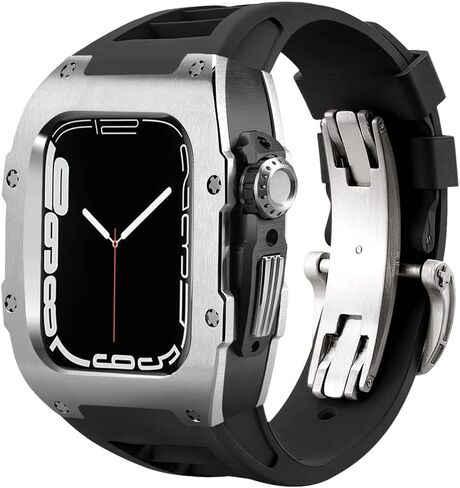 44 45 مم مجموعة تعديل فاخرة مجموعة لسلسلة Apple Watch Series 8 7 علبة سليكون للمعاد in Kuwait