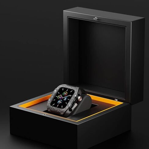 حالة ألياف الكربون الحزام الفاخر لـ Apple Watch 8 7 45 ملم تغطية الفلور من طقم Mod Fluorine لـ IWatch 6 5 4 SE 44 ملم سوار in Kuwait