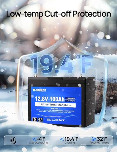 DC House 12v 100ah LifePo4 Lithium Battery ، Bluetooth & Low Temp Cut-Off ، مجموعة 31 ليثيوم بطارية ، ما يصل إلى 15000 دورة ، 100A BMS ، مثالي لمحركات التصيد ، البحرية ، القارب ، القارب in Kuwait