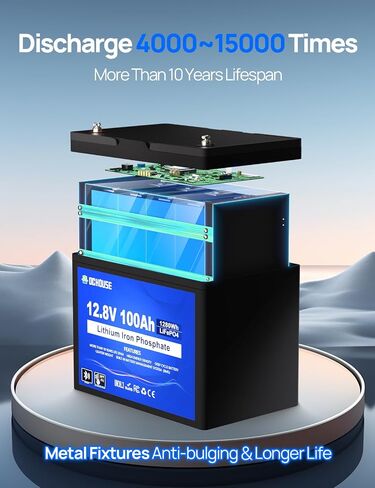 DC House 12v 100ah LifePo4 Lithium Battery ، Bluetooth & Low Temp Cut-Off ، مجموعة 31 ليثيوم بطارية ، ما يصل إلى 15000 دورة ، 100A BMS ، مثالي لمحركات التصيد ، البحرية ، القارب ، القارب in Kuwait