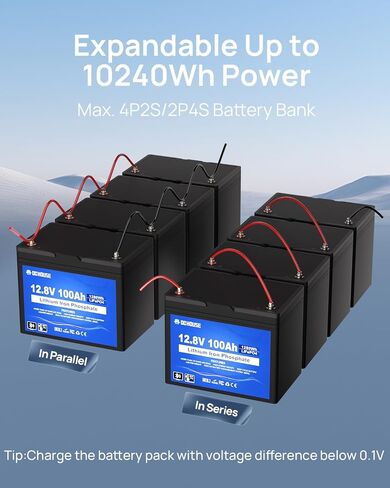 DC House 12v 100ah LifePo4 Lithium Battery ، Bluetooth & Low Temp Cut-Off ، مجموعة 31 ليثيوم بطارية ، ما يصل إلى 15000 دورة ، 100A BMS ، مثالي لمحركات التصيد ، البحرية ، القارب ، القارب in Kuwait