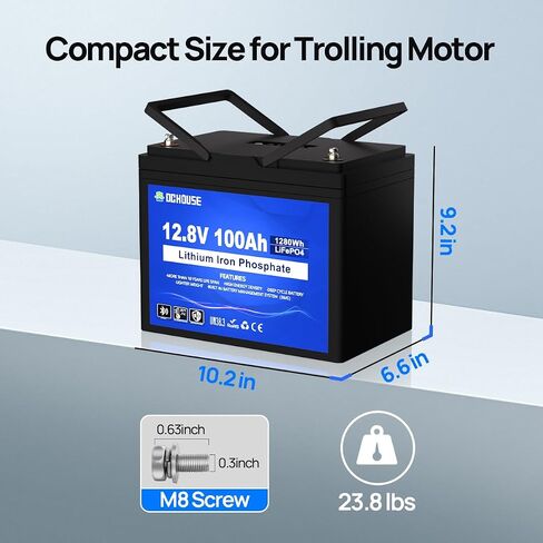 DC House 12v 100ah LifePo4 Lithium Battery ، Bluetooth & Low Temp Cut-Off ، مجموعة 31 ليثيوم بطارية ، ما يصل إلى 15000 دورة ، 100A BMS ، مثالي لمحركات التصيد ، البحرية ، القارب ، القارب in Saudi Arabia