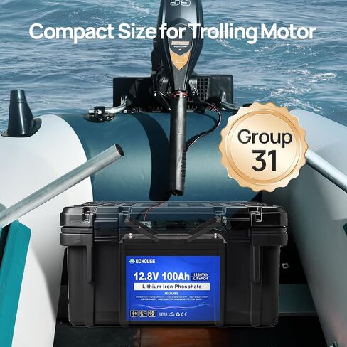 DC House 12v 100ah LifePo4 Lithium Battery ، Bluetooth & Low Temp Cut-Off ، مجموعة 31 ليثيوم بطارية ، ما يصل إلى 15000 دورة ، 100A BMS ، مثالي لمحركات التصيد ، البحرية ، القارب ، القارب in Saudi Arabia