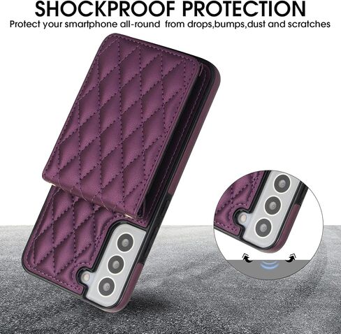 Phone Case for Samsung Galaxy S22 5G Wallet Cover with Tempered Glass Screen Protector Credit Slot Card Holder Crossbody Strap Stand RFID Blocking S 22 22S 4G G5 6.1 inch Women Men Girls Rose Gold in Saudi Arabia