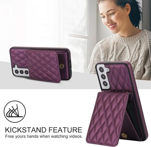 Phone Case for Samsung Galaxy S22 5G Wallet Cover with Tempered Glass Screen Protector Credit Slot Card Holder Crossbody Strap Stand RFID Blocking S 22 22S 4G G5 6.1 inch Women Men Girls Rose Gold in Saudi Arabia