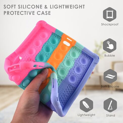 DETUOSI Silicone Case Compatible with iPad (A16) 11th Generation 11 Inch 2025, for iPad 10th Gen 10.9" Soft Case with Shoulder Strap & Stylus Pen, Multi-Viewing Angles, Dazzling Pink in Saudi Arabia