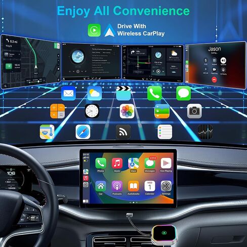 2025 محول CarPlay اللاسلكي 2-في 1 لـ iPhone & Android Auto ، يحولون سلكية إلى carplay اللاسلكية ، محول carplay متوافق مع 800+ طرازات سيارة (2016+) ، iPhone iOS 10+ & Android أجهزة in Saudi Arabia