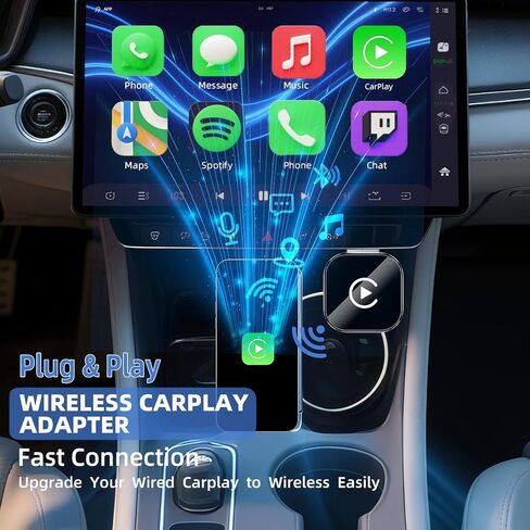 محول CarPlay اللاسلكي لـ iPhone ، قم بتحويل سلكية إلى محول CarPlay اللاسلكي ، وحجم صغير مع كابل التمديد USB و USB-C/Type-C ، والتحكم المستقر في السيارة ولا تأخير (فقط لأجهزة iPhone) in Kuwait