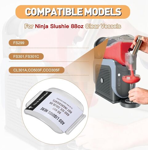 غلاف الغطاء البديل متوافق مع Ninja slushy 88 Oz FS301 FS299 ، بديل أعلى الغطاء ل Ninja 88oz Slushie Machine FS301C CL301A CO503F CCO305F ، BPA Free ، PC ، Clear in Kuwait