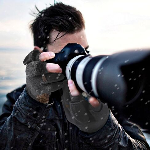 Palmyth Magnetic Fleece Fishing Gloves Convertible 3 Cut Fingers Ice Fishing Warm for Cold Weather Photography in Saudi Arabia