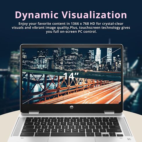 HP Chromebook X360 2-in-1 Laptop, 14" HD Touchscreen, Intel Celeron N4500, 4GB DDR4, 64GB eMMC, Intel UHD Graphics, 720P Webcam, Wi-Fi, Long Battery Life, Chrome OS, Silver (Renewed) in Saudi Arabia