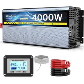 24V 3000W Pure Sine Wave Inverter 24V DC to 110V/120V AC Converter with 4AC Outlets, 5V/3.4A USB, Remote Control with on-Screen Display, Off-Grid Solar Power Inverter for Truck, Home, Vehicles, RV in Saudi Arabia