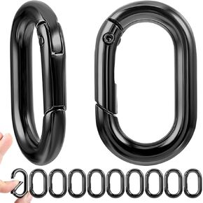 10 Pack 1 Inch Mini Carabiner Clips - Heavy Duty Small Spring Loaded Key Rings | Metal Keychain Hooks for Keys, Dog Tags, Purse | Replacement Parts (Black) in Kuwait