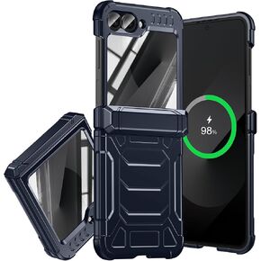 بالنسبة إلى Samsung Galaxy Z Flip 6 Case/Z Flip 7 Fe ： حماية مفصلية وعرة | العسكرية الصدمة مقاوم | واقي شاشة مدمج | الدفاع الكامل للجسم | تصميم قبضة غير انزلاق (أسود) in Kuwait