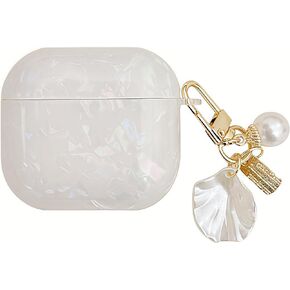 للحصول على Case Airpod 4 Case Case - نمط قذيفة بلينغ ، تصميم الحماية الناعمة TPU مع سلسلة مفاتيح اللؤلؤ القشرة المتوافقة مع AirPods 4th Generation 2024 تم إصدارها ، ملونة in Kuwait
