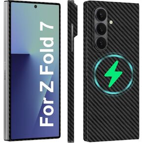 Slim and Thin Carbon Fiber Case Compatible with Samsung Galaxy Z Fold 7, 1500D Aramid Fiber Z Fold7 Cover Compatible with Magsafe, Matte Black Gray Twill [NOT Printed] in Saudi Arabia