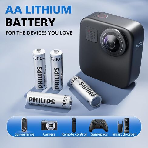Philips قابلة لإعادة الشحن بطاريات AA مع الشاحن السريع 8 حزمة 1.5 فولت 3600MWH عالية السعة AA الإخراج الثابت in Kuwait
