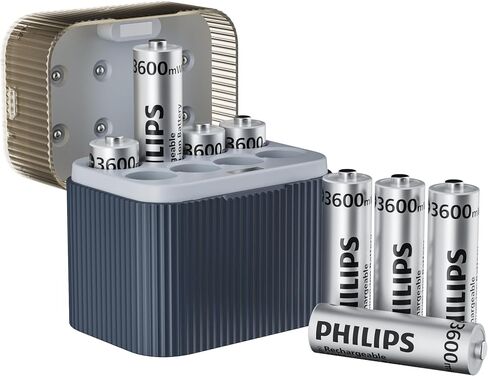 Philips قابلة لإعادة الشحن بطاريات AA مع الشاحن السريع 8 حزمة 1.5 فولت 3600MWH عالية السعة AA الإخراج الثابت in Kuwait