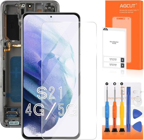 OLED for Samsung Galaxy S21 4G/5G Screen Replacement for Samsung S21 5G LCD Display G991 SM-G991U G991W LCD Digitizer Touch Assembly Black مع إطار (مع وظيفة البصمة) in Saudi Arabia