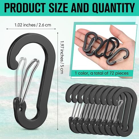Blulu 72pcs مقاطع Carabiner Bulk 2 بوصة ربيع صغير صغير carabiner مقطع الألومنيوم خفيفة الوزن على شكل D لسلسلة مفاتيح تسلق الصيد المشي لمسافات طويلة في الهواء الطلق in Saudi Arabia