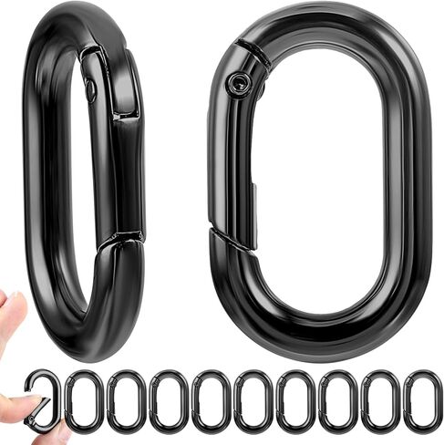 10 Pack 1 Inch Mini Carabiner Clips - Heavy Duty Small Spring Loaded Key Rings | Metal Keychain Hooks for Keys, Dog Tags, Purse | Replacement Parts (Black) in Kuwait