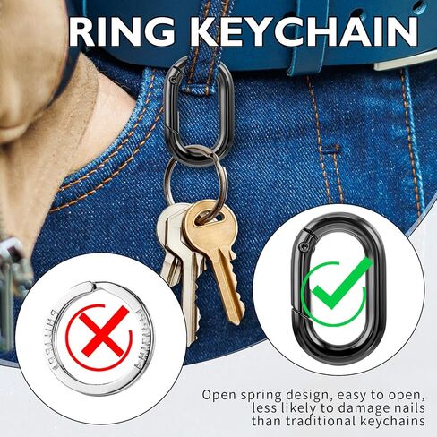 10 Pack 1 Inch Mini Carabiner Clips - Heavy Duty Small Spring Loaded Key Rings | Metal Keychain Hooks for Keys, Dog Tags, Purse | Replacement Parts (Black) in Kuwait