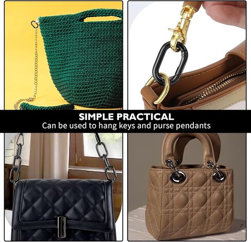 10 Pack 1 Inch Mini Carabiner Clips - Heavy Duty Small Spring Loaded Key Rings | Metal Keychain Hooks for Keys, Dog Tags, Purse | Replacement Parts (Black) in Kuwait