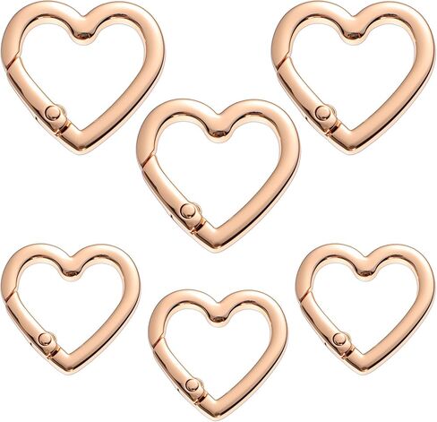 6pcs على شكل قلب carabiner carabiner شاقطة لطيفة carabiner لتعليق المخيمات على ظهره على ظهره 2 حجم Zinc key -keychain clip small in Kuwait