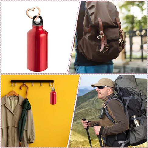 6pcs على شكل قلب carabiner carabiner شاقطة لطيفة carabiner لتعليق المخيمات على ظهره على ظهره 2 حجم Zinc key -keychain clip small in Kuwait