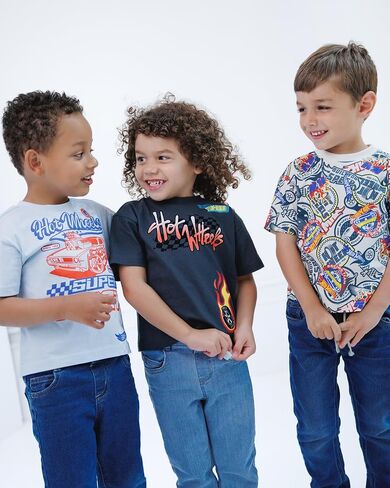 تي شيرت برسومات للأطفال الصغار/الصغار/الكبار من Hot Wheels مكون من 3 قطع in Kuwait