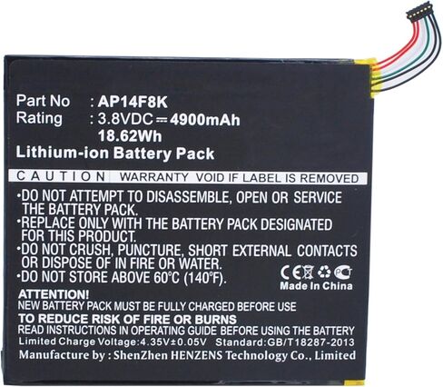 Synergy Digital Tablet Battery, Compatible with Acer Iconia Tab B1-810 Tablet, (Li-Pol, 3.8V, 4900mAh) Ultra High Capacity, Replacement for Acer AP14F8K Battery in Saudi Arabia