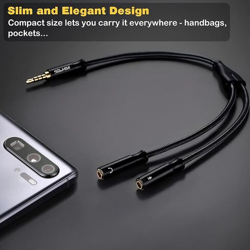 Headphone Mic Splitter, 3.5mm TRRS Splitter with Separate Headphone and Mic Jack, 3.5mm Combo Audio Adapter 2 Female to 1 Male Compatible to Xbox One Smartphone PC Tablet Ps4 Gaming-10 inch in Saudi Arabia