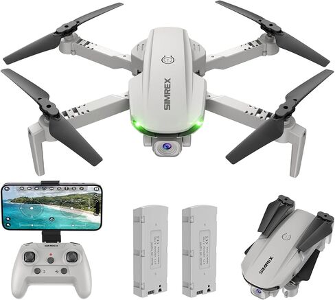 Drone With 1080P FPV Camera for Adults - Quadcopter Drone with Hover Stable, Foldable Mini Drones With One Key Start, Waypoint Fly, Headless Mode, Auto-Follow, 3D Flip, 3 Speeds, 2 Batteries, Easy for Beginners in Kuwait