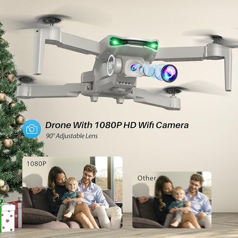 Drone With 1080P FPV Camera for Adults - Quadcopter Drone with Hover Stable, Foldable Mini Drones With One Key Start, Waypoint Fly, Headless Mode, Auto-Follow, 3D Flip, 3 Speeds, 2 Batteries, Easy for Beginners in Kuwait