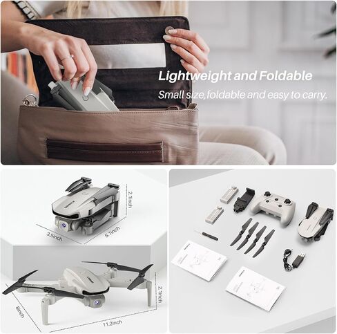 Drone With 1080P FPV Camera for Adults - Quadcopter Drone with Hover Stable, Foldable Mini Drones With One Key Start, Waypoint Fly, Headless Mode, Auto-Follow, 3D Flip, 3 Speeds, 2 Batteries, Easy for Beginners in Kuwait