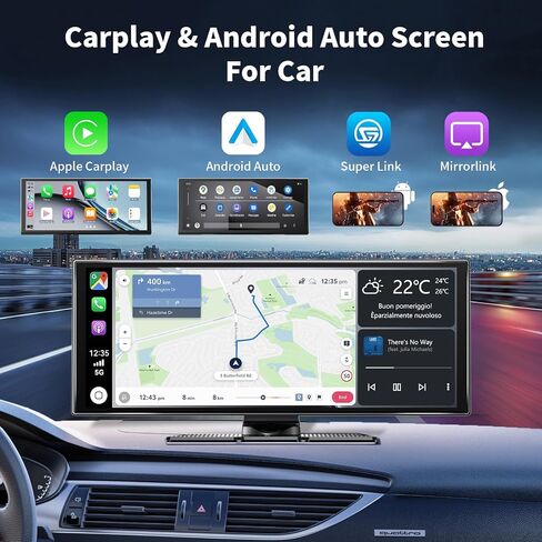 شاشة Carplay للسيارة مقاس 11.5 بوصة، أكبر شاشة HD لـ Carplay وAndroid Auto Car Stereo مع كاميرا داش 4K وكاميرا احتياطية 1080P، ملاحة GPS/بلوتوث/وصلة مرآة/تحكم صوتي/AUX/FM/Siri in Kuwait