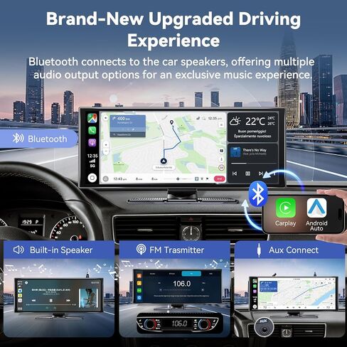 شاشة Carplay للسيارة مقاس 11.5 بوصة، أكبر شاشة HD لـ Carplay وAndroid Auto Car Stereo مع كاميرا داش 4K وكاميرا احتياطية 1080P، ملاحة GPS/بلوتوث/وصلة مرآة/تحكم صوتي/AUX/FM/Siri in Kuwait