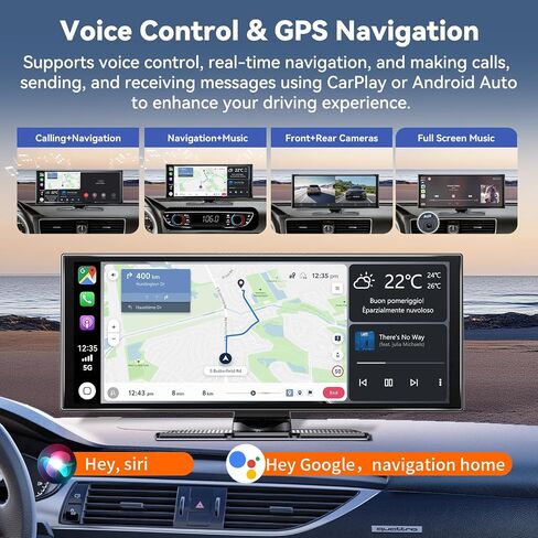 شاشة Carplay للسيارة مقاس 11.5 بوصة، أكبر شاشة HD لـ Carplay وAndroid Auto Car Stereo مع كاميرا داش 4K وكاميرا احتياطية 1080P، ملاحة GPS/بلوتوث/وصلة مرآة/تحكم صوتي/AUX/FM/Siri in Kuwait