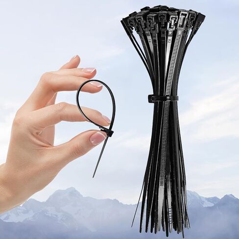 Generic 50 Pack 6 Inch Reusable Black Nylon Wide Self-Lock Zip Ties, 40 lb Tensile Strength, Ideal for Cable Management in Saudi Arabia