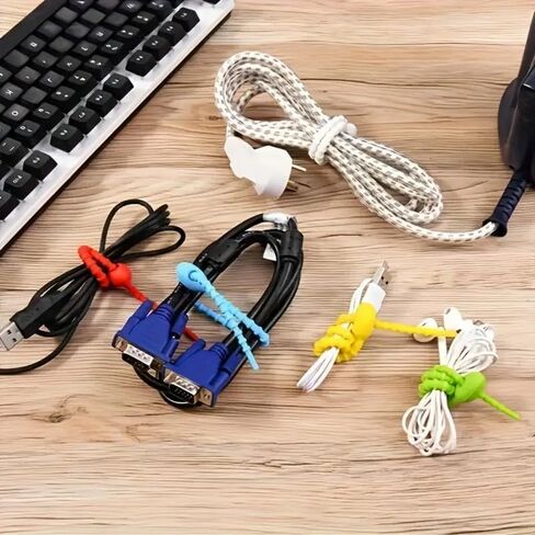 50Pcs Multi-Color Reusable Silicone Cable Ties - Flexible Zip Ties for Organizing Wires, Zippers, Ideal for Office/Home, Mixcolors, 50pcs in Saudi Arabia