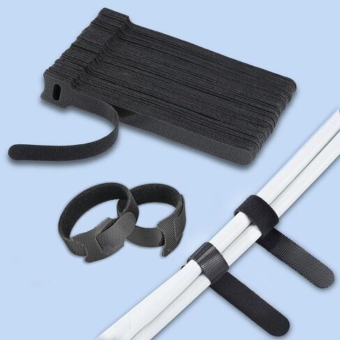 120pcs Reusable Cable Ties, 6 Inch Cable Ties Adjustable Cord Straps Cord Wrap and Hook Loop Cords Management Reusable Zip Ties for Garden Plant Secure Vine, Home, Office Use，Black in Saudi Arabia
