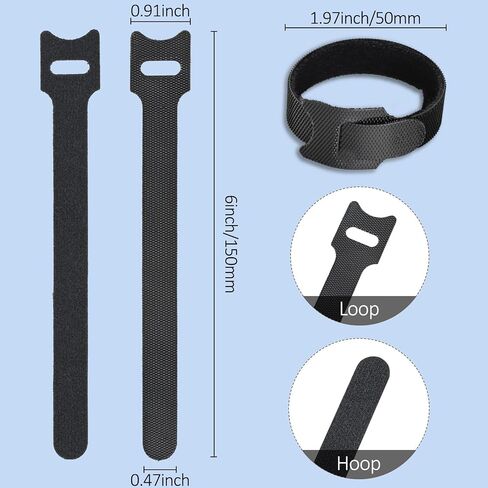 120pcs Reusable Cable Ties, 6 Inch Cable Ties Adjustable Cord Straps Cord Wrap and Hook Loop Cords Management Reusable Zip Ties for Garden Plant Secure Vine, Home, Office Use，Black in Saudi Arabia