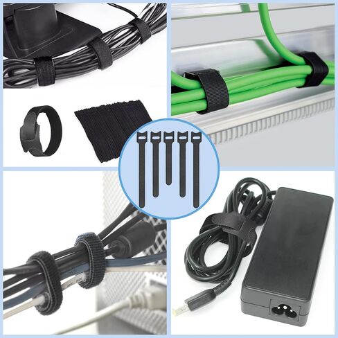 120pcs Reusable Cable Ties, 6 Inch Cable Ties Adjustable Cord Straps Cord Wrap and Hook Loop Cords Management Reusable Zip Ties for Garden Plant Secure Vine, Home, Office Use，Black in Saudi Arabia