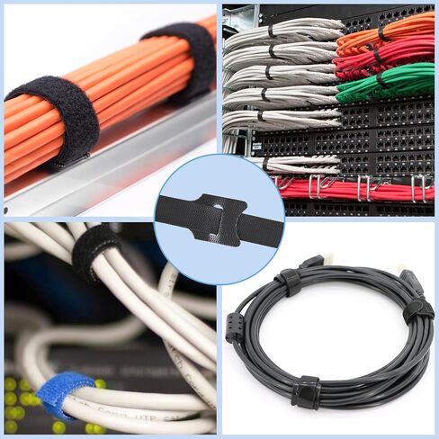 120pcs Reusable Cable Ties, 6 Inch Cable Ties Adjustable Cord Straps Cord Wrap and Hook Loop Cords Management Reusable Zip Ties for Garden Plant Secure Vine, Home, Office Use，Black in Saudi Arabia