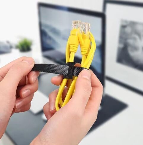 60PCS 6 Inches Reusable Cable Ties, Adjustable Cord Straps, Cable Organizer for Home,Office and Data Centers,Multi-Purpose Cable management Hook & Loop Cable Straps Wire Ties - Black in Saudi Arabia