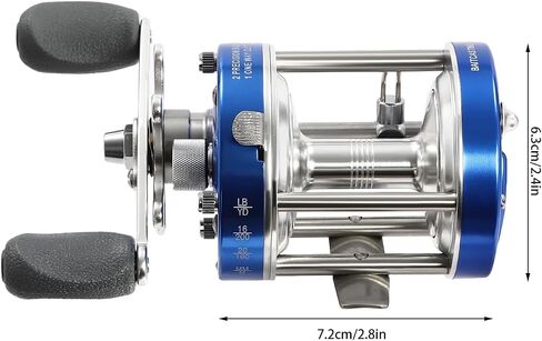 Round Baitcasting Hearing Benle Size 50 التقليدية بكرة عذبة المياه العذبة بالمياه الملحية Inshore Surf Trolling Trolling لسمك السلور ، المسكي ، باس ، Pike ، 5.2: 1 نسبة تروس in Saudi Arabia