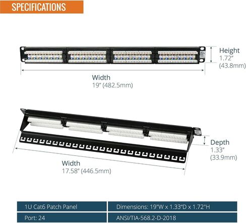 Tecmojo 12U Open Frame Network Rack & 24 Port Patch Panel with Cable Management in Saudi Arabia