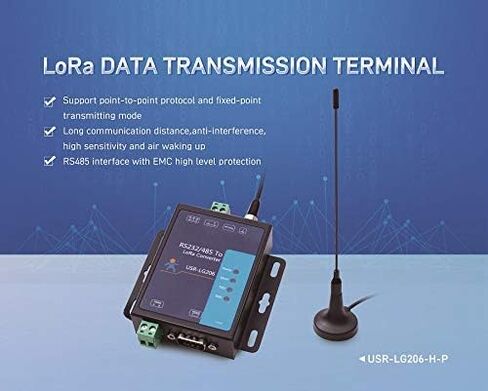 Serial RS232 RS485 to LoRa Converters Point to Point LoRa Modems USR-LG206-P (USR-LG206-H-P 803Mhz~930Mhz X 1 PCS) in Saudi Arabia