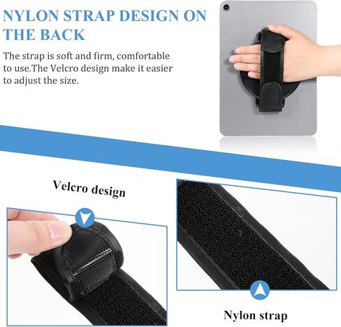 Tablet Stand with Hand Strap 360 Degree Rotating Sticky Tablet Stand Fastening Handle Grip with Adhesive Patch Multi-Angle Adjustable Universal Tablets Hand Strap Holder for All 7-11" Tablets in Saudi Arabia